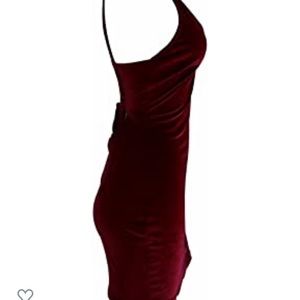 Dark red velvet midi-dress